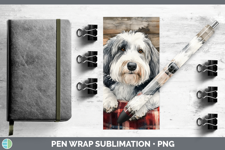Dogs 01 Flannel Old English Sheepdog Pen Wrap Sublimation Pe