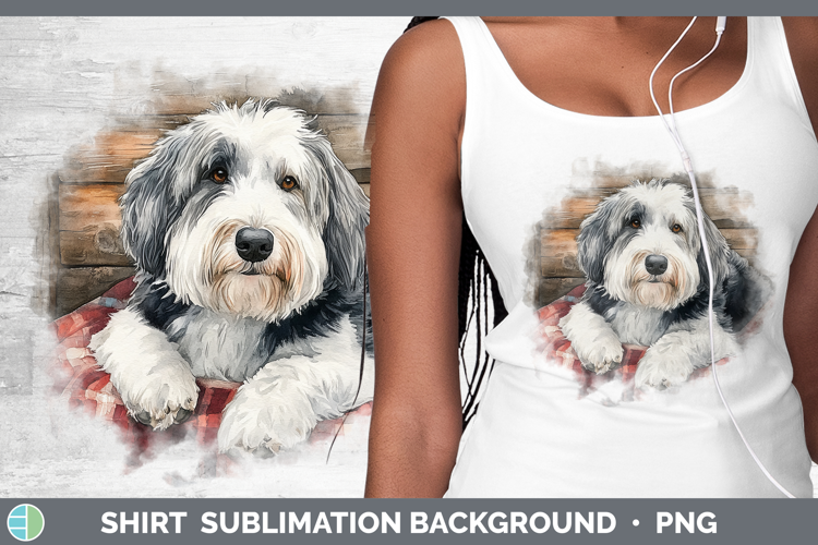 Dogs 01 Flannel Old English Sheepdog Shirt Sublimation Backg