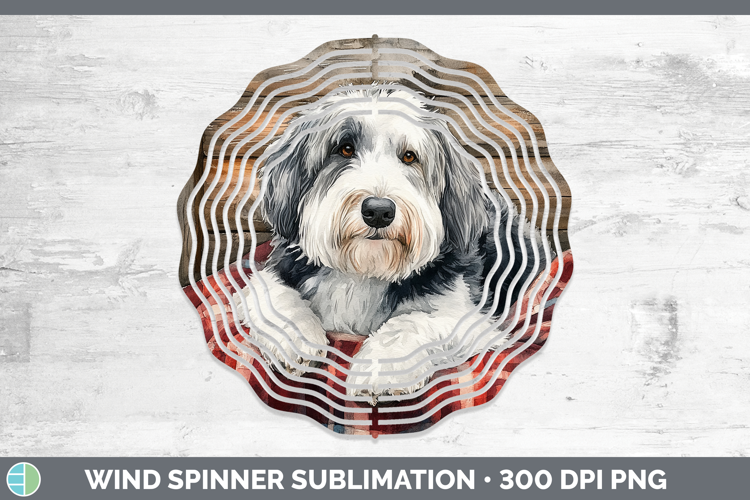 Dogs 01 Flannel Old English Sheepdog Wind Spinner Sublimatio