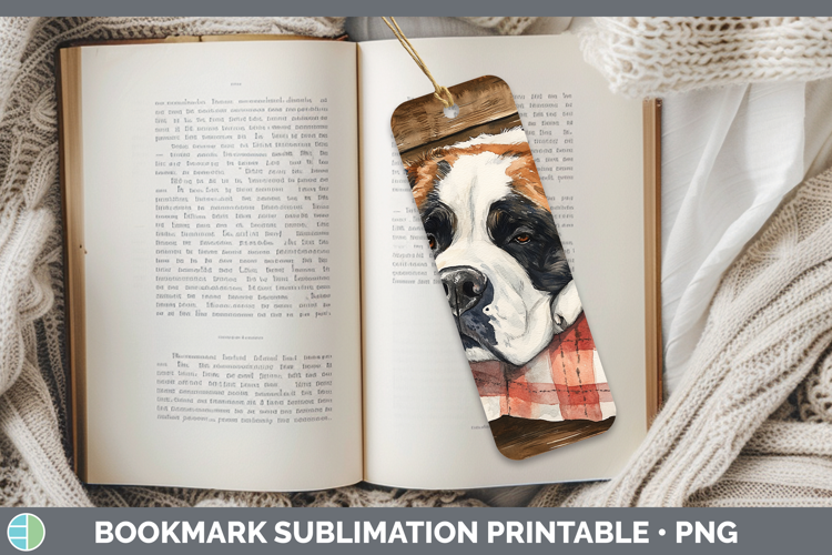 Dogs 01 Flannel Saint Bernard Bookmark Sublimation Printable