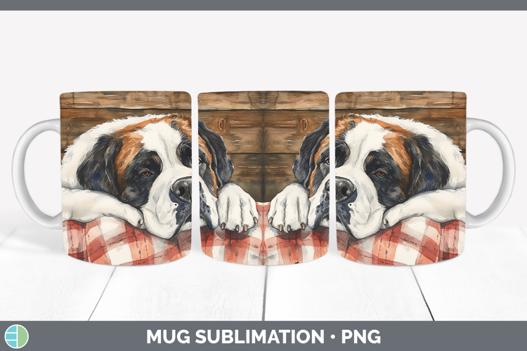 Dogs 01 Flannel Saint Bernard Mug Wrap Sublimation Coffee Cu