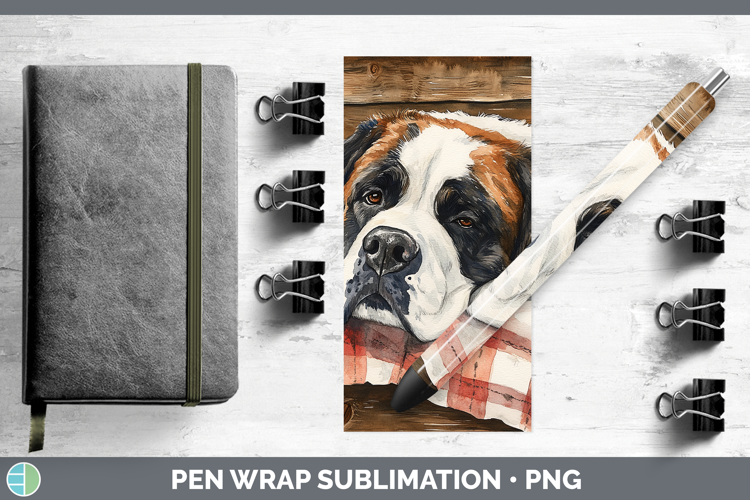 Dogs 01 Flannel Saint Bernard Pen Wrap Sublimation Pen Desig