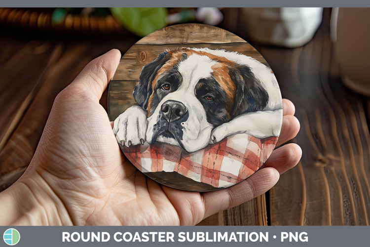 Dogs 01 Flannel Saint Bernard Round Coaster Sublimation Coas