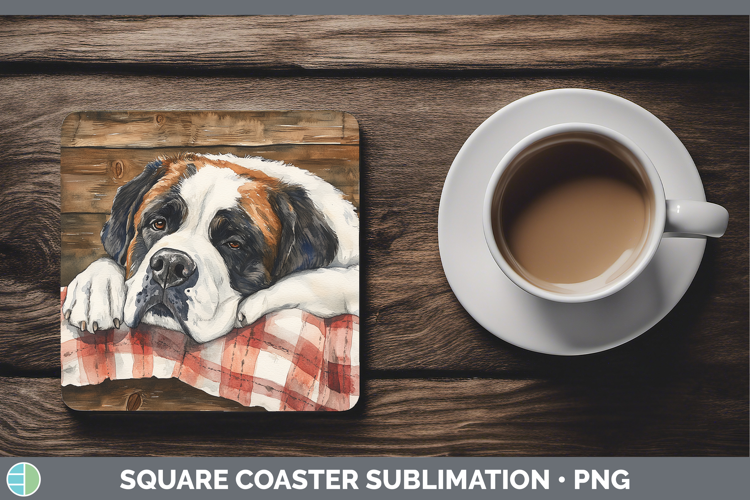 Dogs 01 Flannel Saint Bernard Square Coaster Sublimation Coa