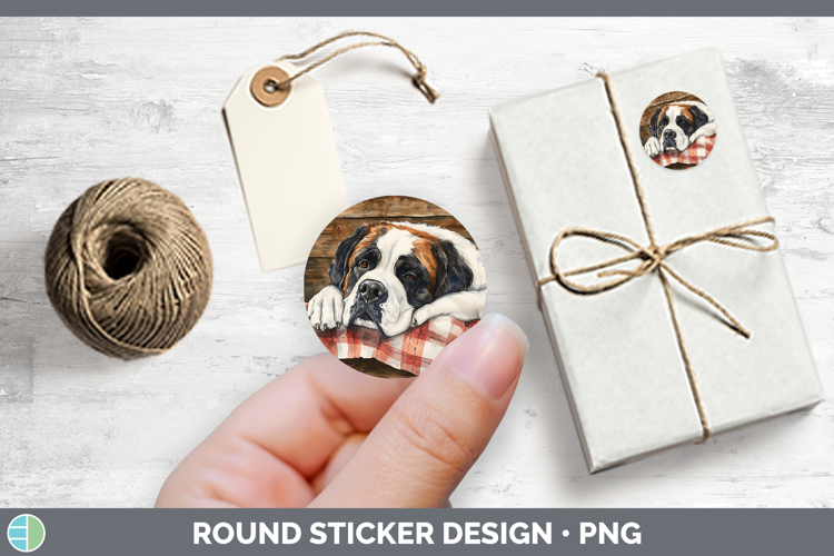 Dogs 01 Flannel Saint Bernard Stickers | Round Labels Design