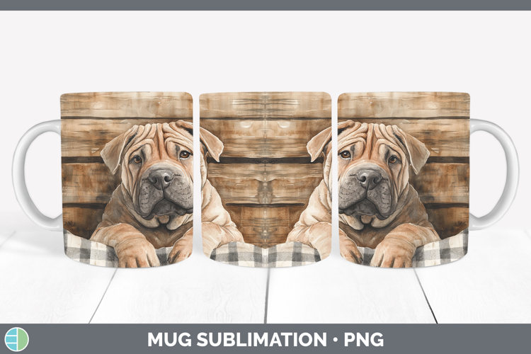 Dogs 01 Flannel Shar Pei Mug Wrap Sublimation Coffee Cup Des