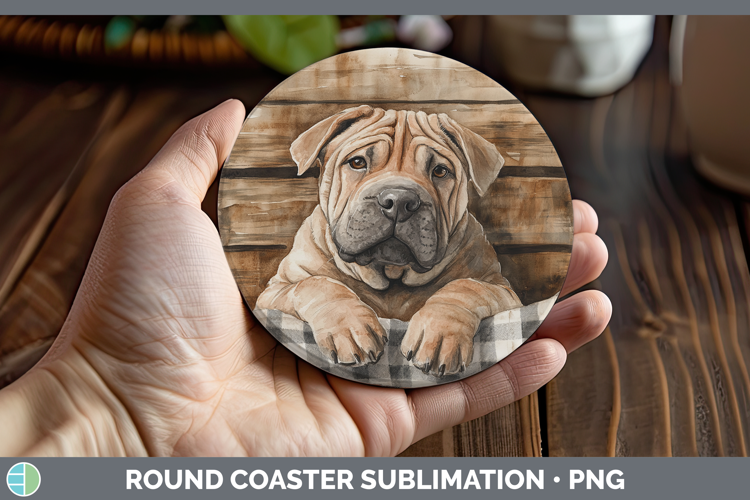 Dogs 01 Flannel Shar Pei Round Coaster Sublimation Coaster D