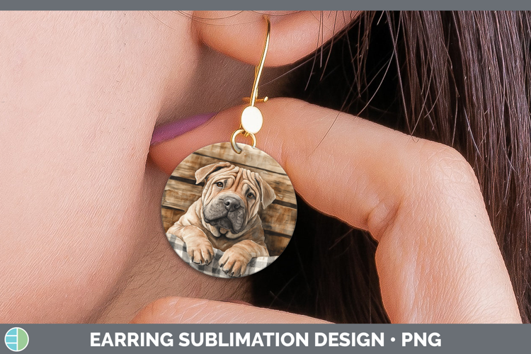 Dogs 01 Flannel Shar Pei Round Earrings Sublimation Earrings