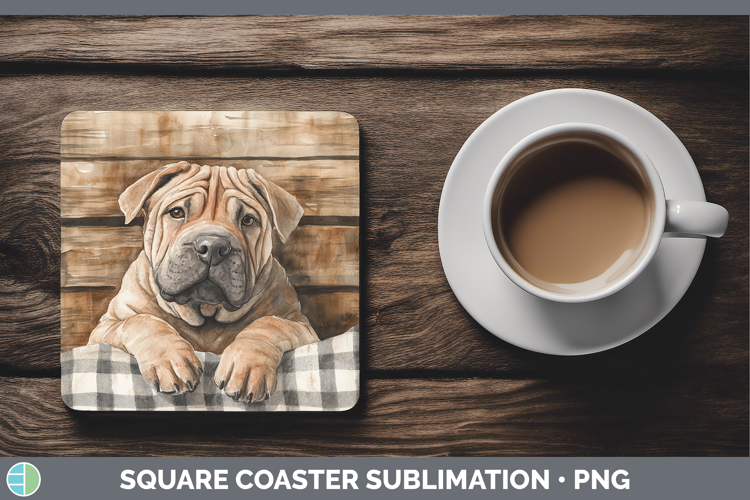 Dogs 01 Flannel Shar Pei Square Coaster Sublimation Coaster