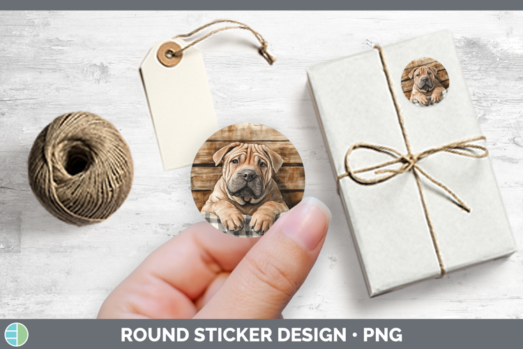 Dogs 01 Flannel Shar Pei Stickers | Round Labels Designs