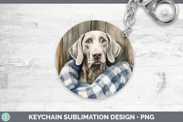 Dogs 01 Flannel Weimaraner Keychain Sublimation Keyring Desi