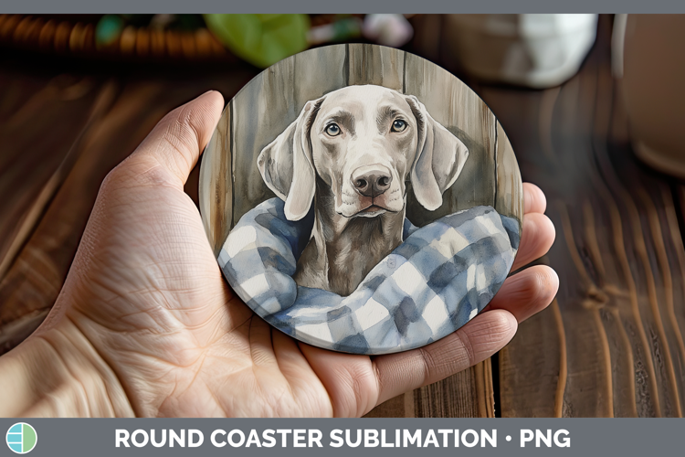 Dogs 01 Flannel Weimaraner Round Coaster Sublimation Coaster