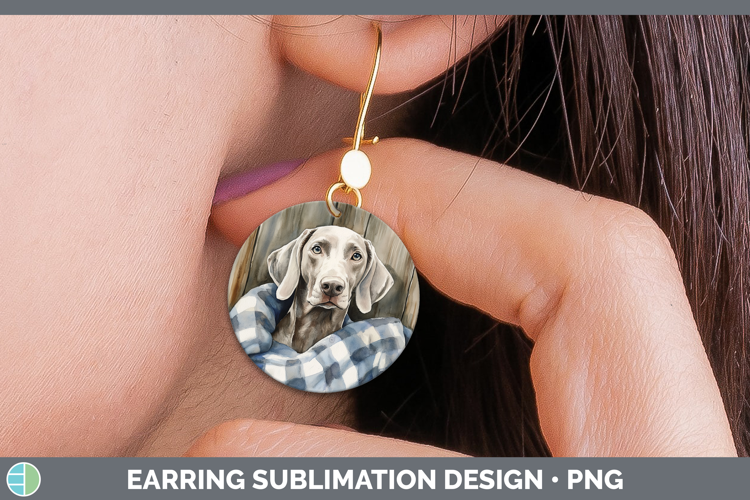 Dogs 01 Flannel Weimaraner Round Earrings Sublimation Earrin