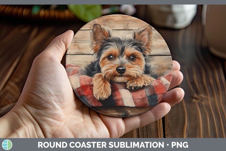 Dogs 01 Flannel Yorkshire Terrier Round Coaster Sublimation