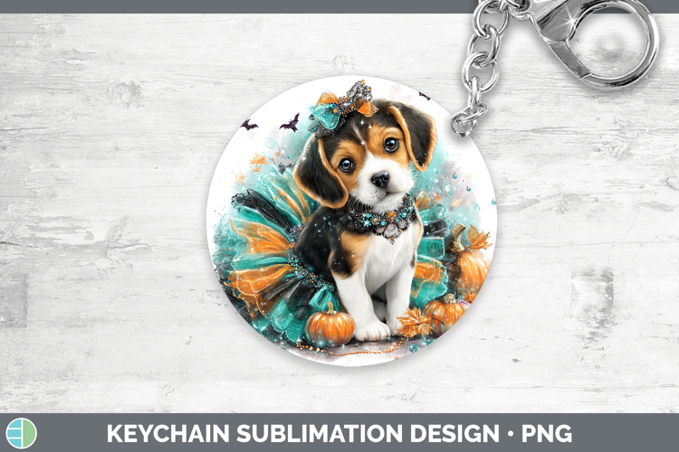 Dogs 01 Halloween Beagle Keychain Sublimation Keyring Design
