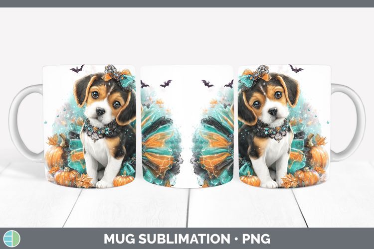 Dogs 01 Halloween Beagle Mug Wrap Sublimation Coffee Cup Des