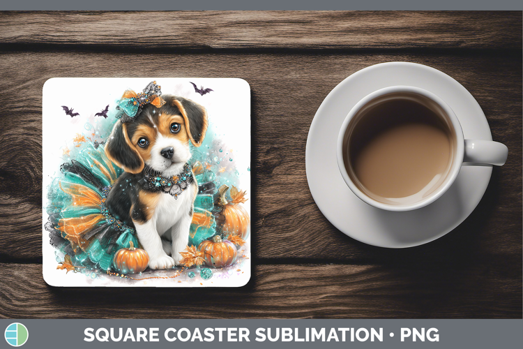 Dogs 01 Halloween Beagle Square Coaster Sublimation Coaster