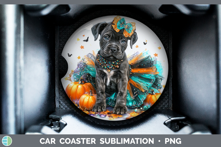 Dogs 01 Halloween Cane Corso Car Coaster Sublimation Design