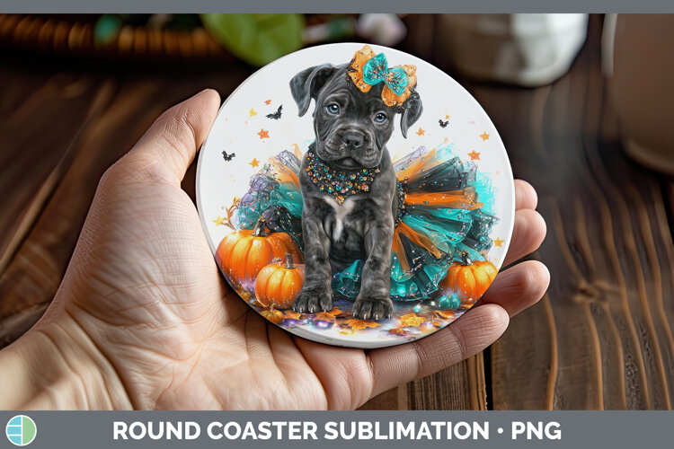 GorgeousDogs 01 Halloween Round Coaster design.