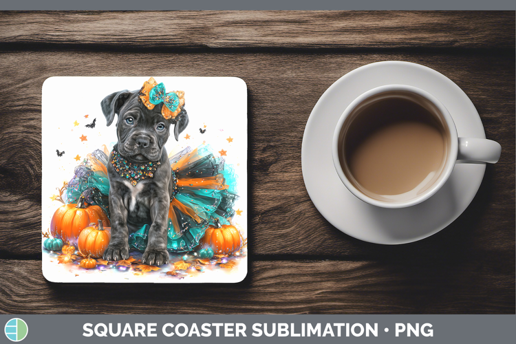 Dogs 01 Halloween Cane Corso Square Coaster Sublimation Coas