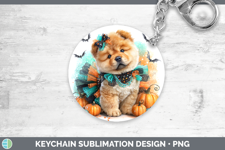Dogs 01 Halloween Chow Chow Keychain Sublimation Keyring Des