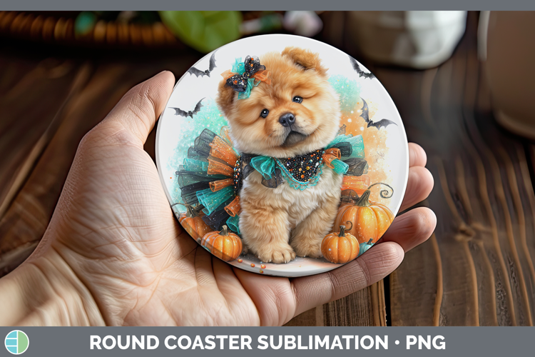 Dogs 01 Halloween Chow Chow Round Coaster Sublimation Coaste