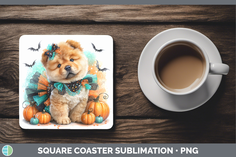 Dogs 01 Halloween Chow Chow Square Coaster Sublimation Coast