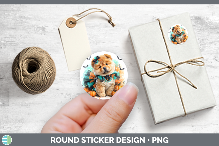 Dogs 01 Halloween Chow Chow Stickers | Round Labels Designs