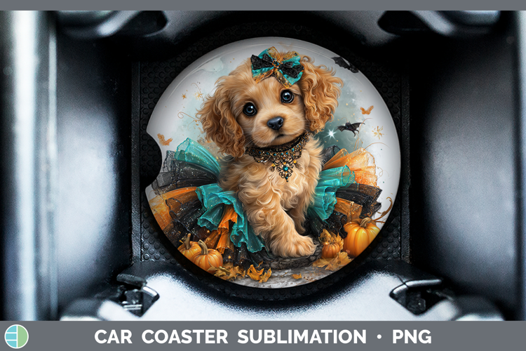 Dogs 01 Halloween Cocker Spaniel Car Coaster Sublimation De