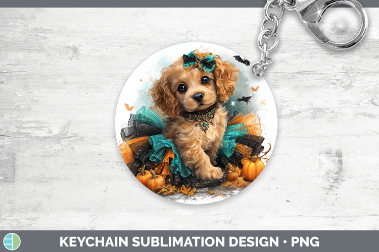 Dogs 01 Halloween Cocker Spaniel Keychain Sublimation Keyrin