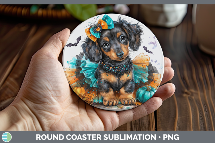 Dogs 01 Halloween Dachshund Round Coaster Sublimation Coaste