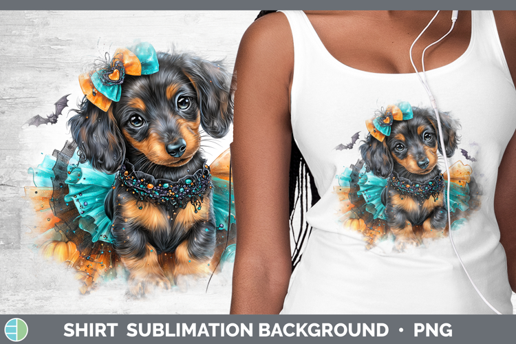 Dogs 01 Halloween Dachshund Shirt Sublimation Background Des