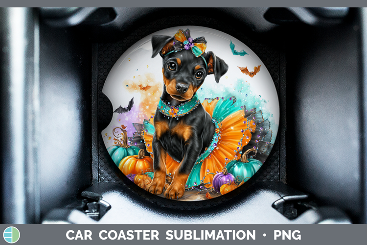Dogs 01 Halloween Doberman Pinscher Car Coaster Sublimation
