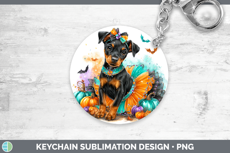 Dogs 01 Halloween Doberman Pinscher Keychain Sublimation Key