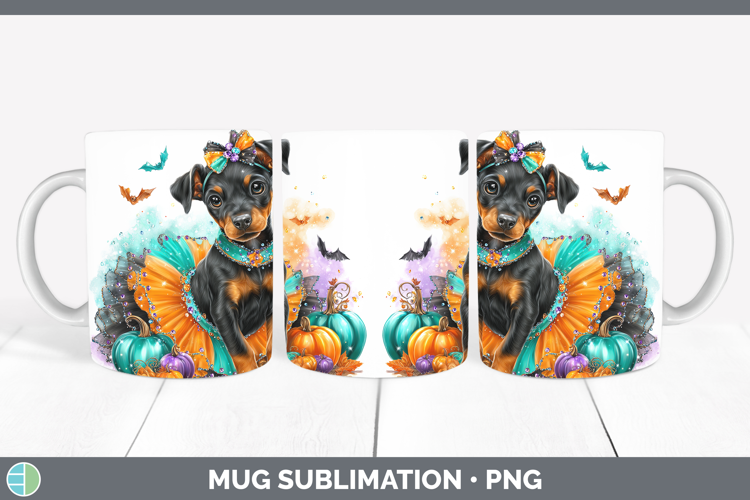 Dogs 01 Halloween Doberman Pinscher Mug Wrap Sublimation Cof