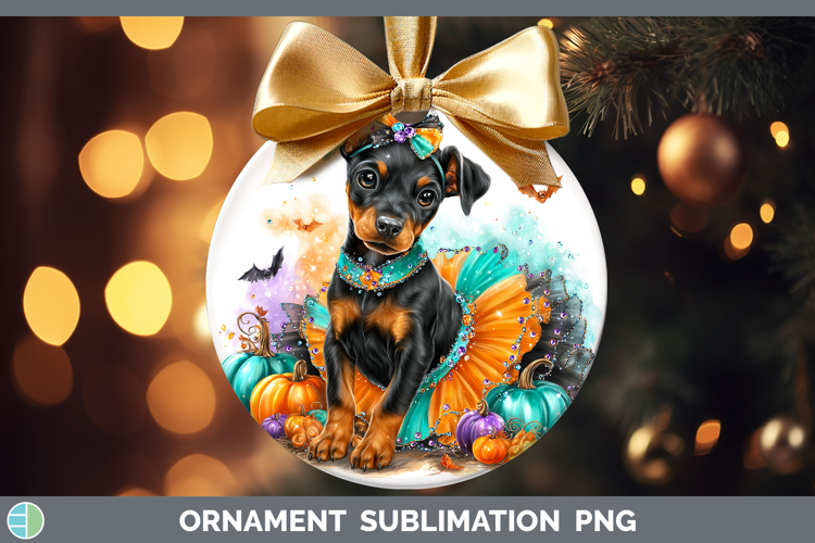 Dogs 01 Halloween Doberman Pinscher Ornament Sublimation Bau