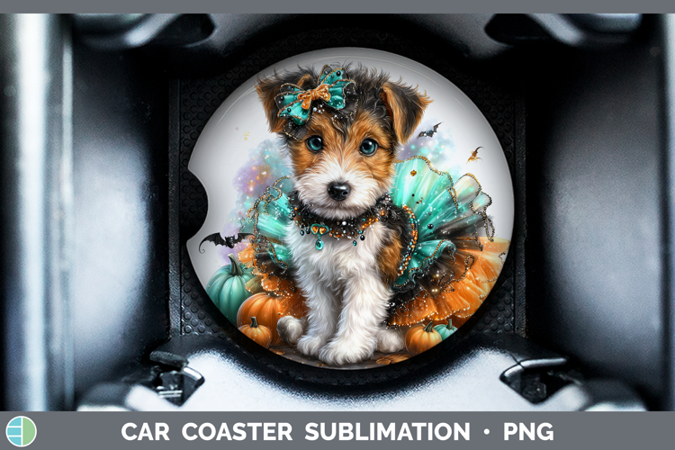 Dogs 01 Halloween Fox Terrier Car Coaster Sublimation Desig