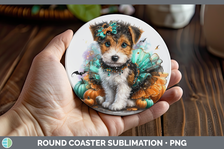 Dogs 01 Halloween Fox Terrier Round Coaster Sublimation Coas