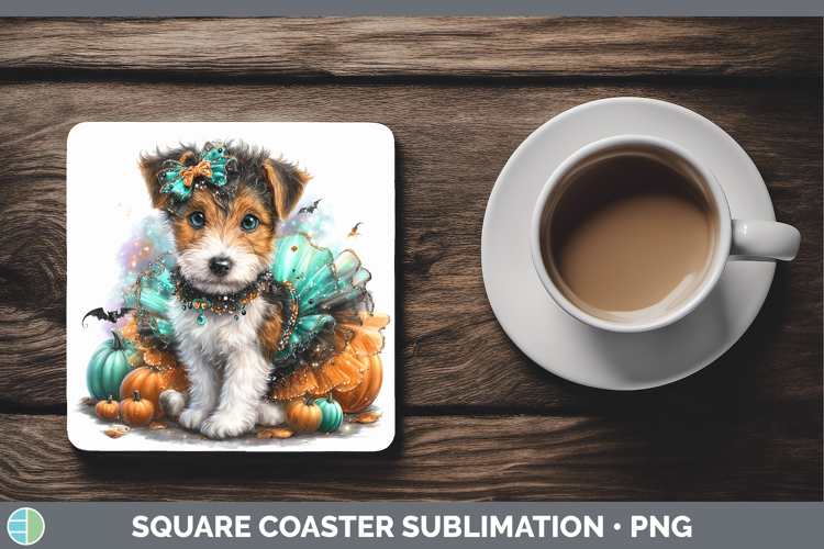 Dogs 01 Halloween Fox Terrier Square Coaster Sublimation Coa
