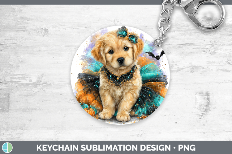 Dogs 01 Halloween Golden Retriever Keychain Sublimation Keyr