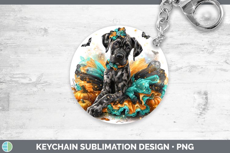 Dogs 01 Halloween Great Dane Keychain Sublimation Keyring De