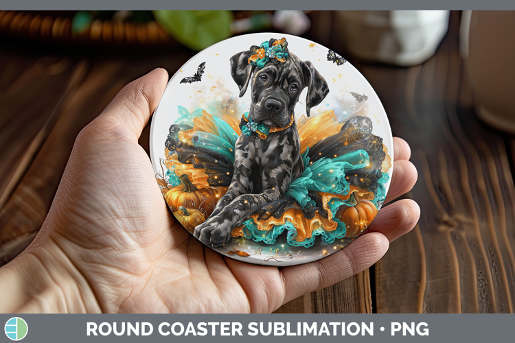 Dogs 01 Halloween Great Dane Round Coaster Sublimation Coast