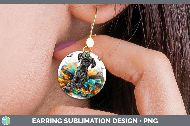 Dogs 01 Halloween Great Dane Round Earrings Sublimation Earr