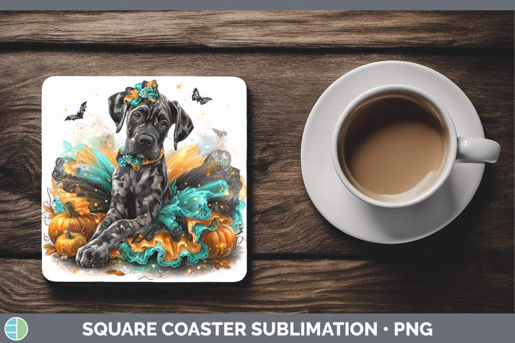 Dogs 01 Halloween Great Dane Square Coaster Sublimation Coas