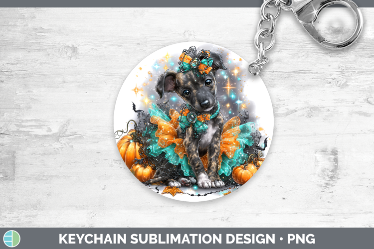 Dogs 01 Halloween Greyhound Keychain Sublimation Keyring Des
