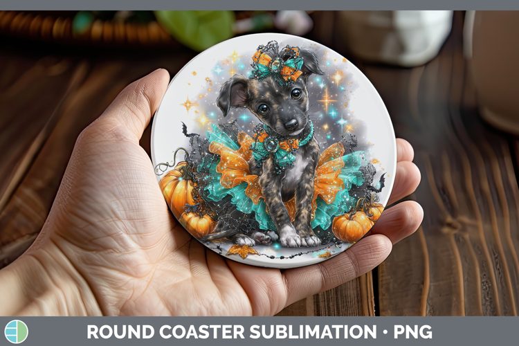 Dogs 01 Halloween Greyhound Round Coaster Sublimation Coaste