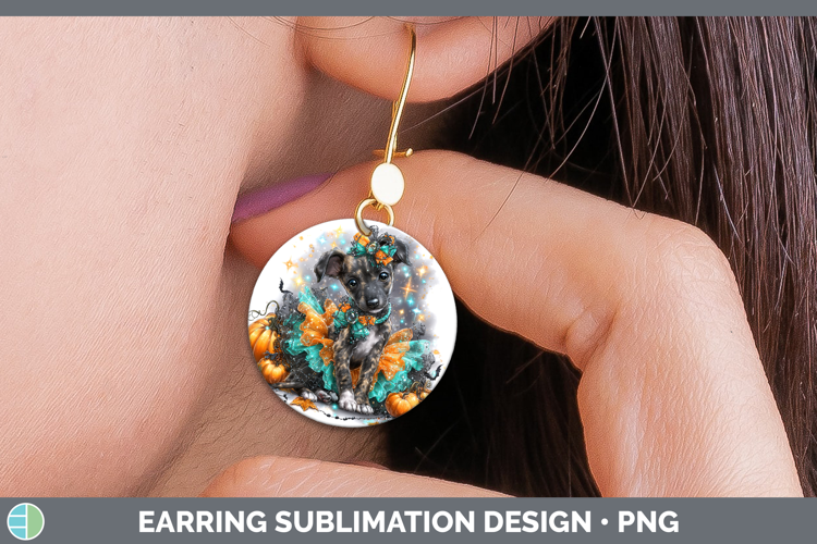 Dogs 01 Halloween Greyhound Round Earrings Sublimation Earri