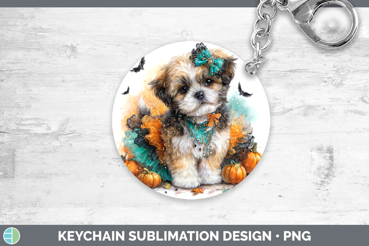 Dogs 01 Halloween Lhasa Apso Keychain Sublimation Keyring De