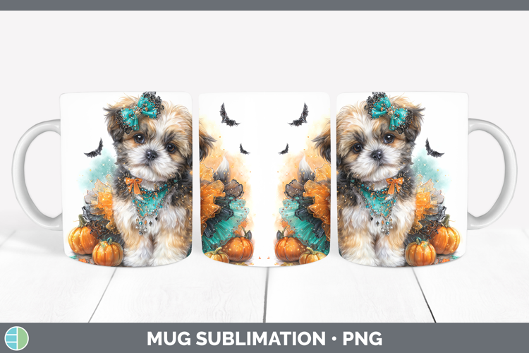 Dogs 01 Halloween Lhasa Apso Mug Wrap Sublimation Coffee Cup