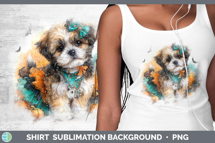 Dogs 01 Halloween Lhasa Apso Shirt Sublimation Background De